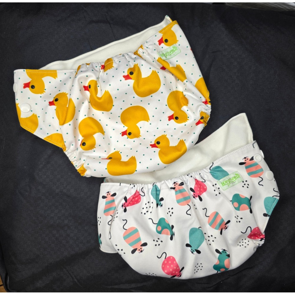 2 Baby Diaper Covers Cute Duck and Mouse Prints Reusable Cloth‎ Diaper